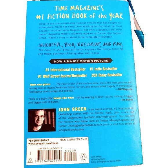 The Fault in Our Stars by John Green 2014 Trade Paperback Excellent story NOS - Picture 3 of 4
